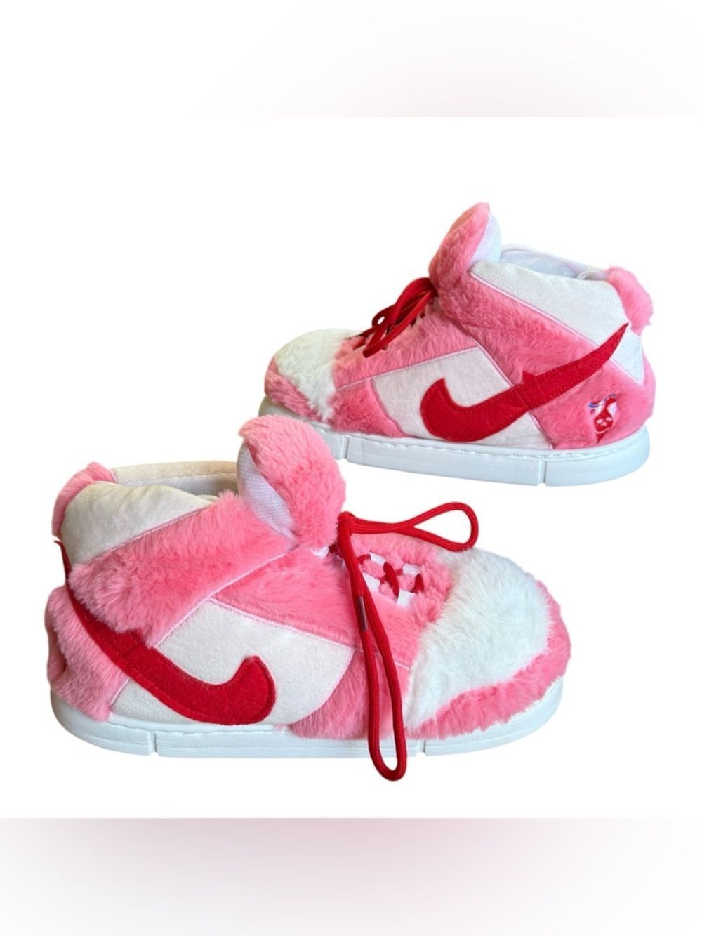 Imitation Nike Panda Dunk Fluffy House Slippers Pink White One Size